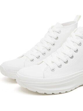 Women White High Top Classic Casual Platform Comfortable Sneakers Shoes